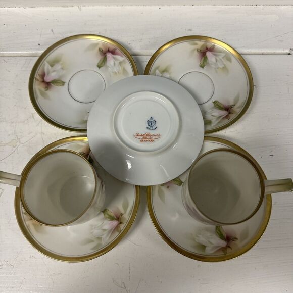 LOT Of RS Germany Demitasse Cup & Saucer Hand Painted Tulip Schlegelmilch China - Picture 3 of 9